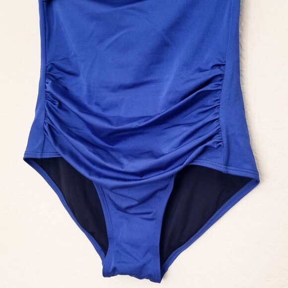 CALVIN KLEIN Women's 8 Blue Tummy Control Split-Cup Bandeau One Piece Swimsuit - Picture 10 of 16
